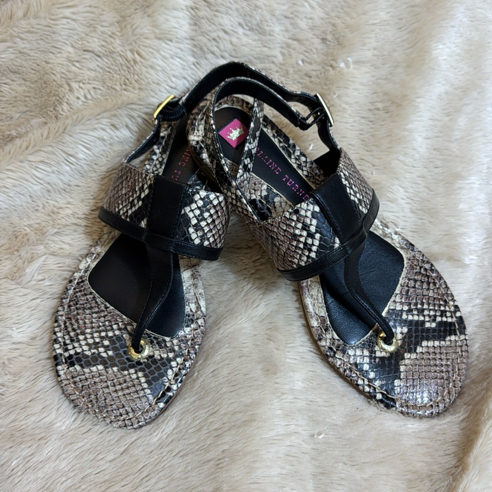 Elaine Turner Luiza Python Sandals Sz 7.5